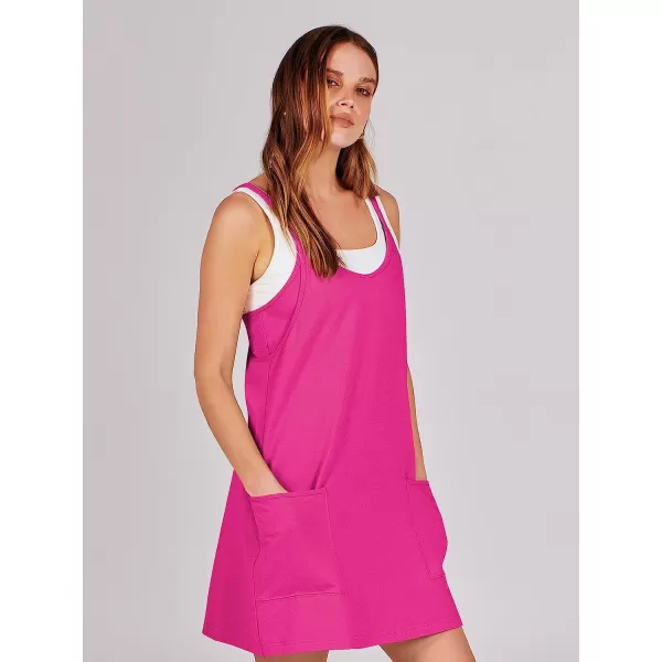 imageANRABESS Women 2023 Summer Sleeveless Mini Dress Casual Short Sundress Workout Tennis Athletic OnesieHot Pink