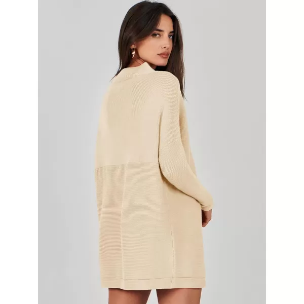 imageANRABESS Women 2023 Trendy Casual Turtleneck Batwing Sleeve Slouchy Oversized Ribbed Knit Tunic Sweaters PulloverApricot