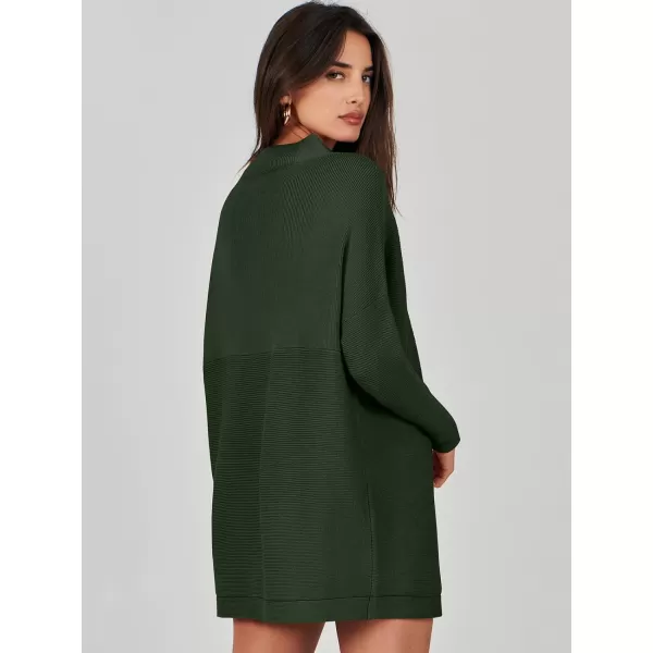 imageANRABESS Women 2023 Trendy Casual Turtleneck Batwing Sleeve Slouchy Oversized Ribbed Knit Tunic Sweaters PulloverArmygreen