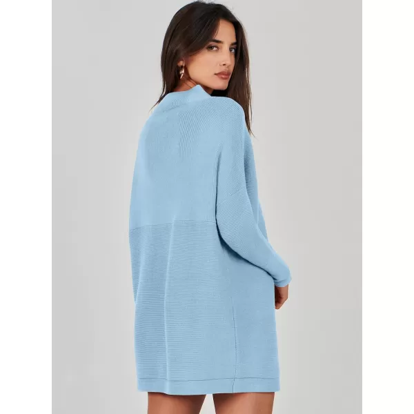 imageANRABESS Women 2023 Trendy Casual Turtleneck Batwing Sleeve Slouchy Oversized Ribbed Knit Tunic Sweaters PulloverBlue
