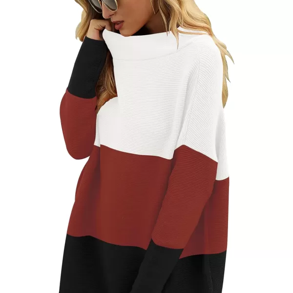 imageANRABESS Women 2023 Trendy Casual Turtleneck Batwing Sleeve Slouchy Oversized Ribbed Knit Tunic Sweaters PulloverColor Block 1