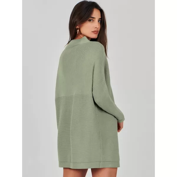 imageANRABESS Women 2023 Trendy Casual Turtleneck Batwing Sleeve Slouchy Oversized Ribbed Knit Tunic Sweaters PulloverGrass