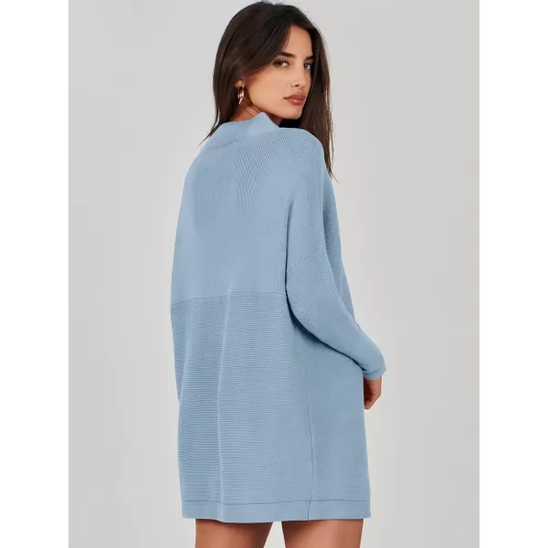 imageANRABESS Women 2023 Trendy Casual Turtleneck Batwing Sleeve Slouchy Oversized Ribbed Knit Tunic Sweaters PulloverGray Blue