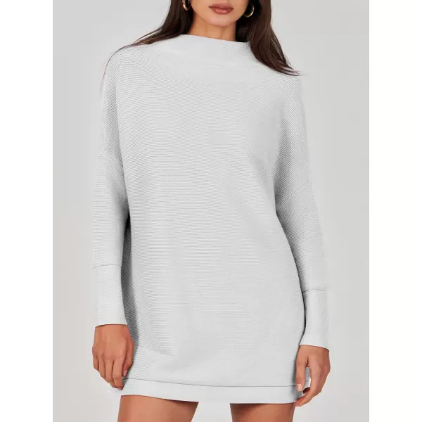 imageANRABESS Women 2023 Trendy Casual Turtleneck Batwing Sleeve Slouchy Oversized Ribbed Knit Tunic Sweaters PulloverGrey