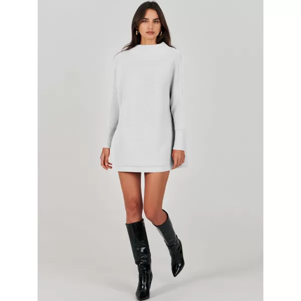 imageANRABESS Women 2023 Trendy Casual Turtleneck Batwing Sleeve Slouchy Oversized Ribbed Knit Tunic Sweaters PulloverGrey