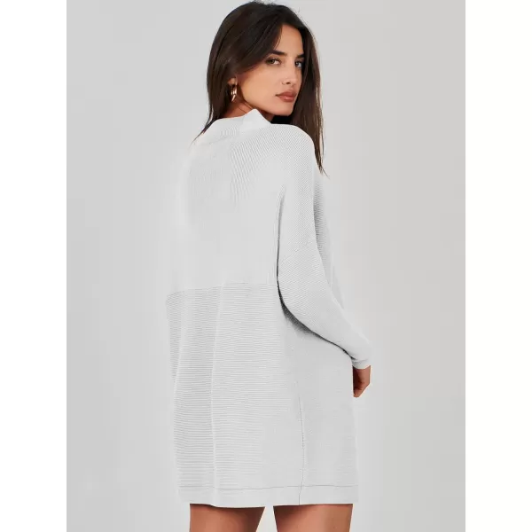 imageANRABESS Women 2023 Trendy Casual Turtleneck Batwing Sleeve Slouchy Oversized Ribbed Knit Tunic Sweaters PulloverGrey
