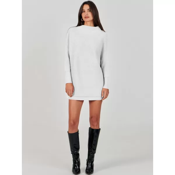 imageANRABESS Women 2023 Trendy Casual Turtleneck Batwing Sleeve Slouchy Oversized Ribbed Knit Tunic Sweaters PulloverGrey