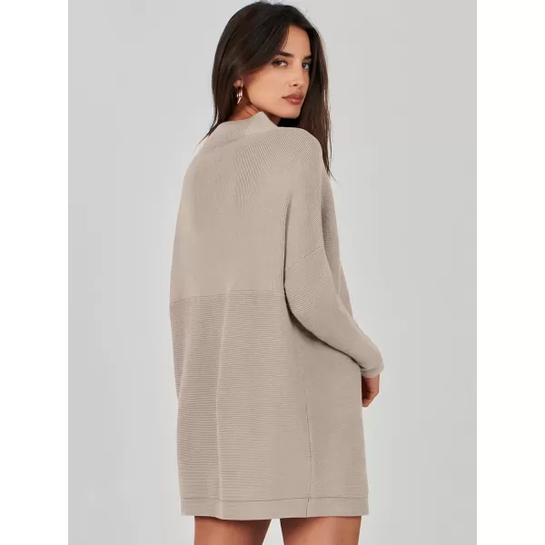imageANRABESS Women 2023 Trendy Casual Turtleneck Batwing Sleeve Slouchy Oversized Ribbed Knit Tunic Sweaters PulloverRed Apricot