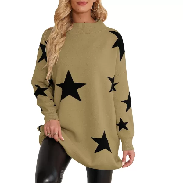 imageANRABESS Women 2023 Trendy Casual Turtleneck Batwing Sleeve Slouchy Oversized Ribbed Knit Tunic Sweaters PulloverStar Black