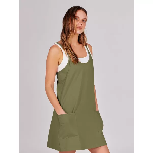 imageANRABESS Women 2024 Summer Sleeveless Mini Dress Casual Short Sundress Workout Tennis Athletic Onesie with Built in ShortsArmy Green