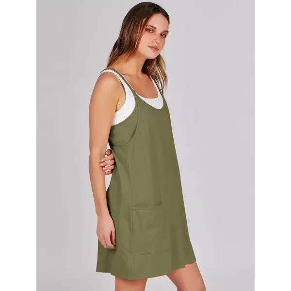 imageANRABESS Women 2024 Summer Sleeveless Mini Dress Casual Short Sundress Workout Tennis Athletic Onesie with Built in ShortsArmy Green