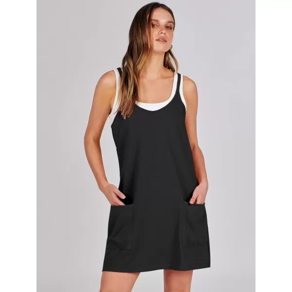 imageANRABESS Women 2024 Summer Sleeveless Mini Dress Casual Short Sundress Workout Tennis Athletic Onesie with Built in ShortsBlack