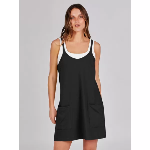 imageANRABESS Women 2024 Summer Sleeveless Mini Dress Casual Short Sundress Workout Tennis Athletic Onesie with Built in ShortsBlack
