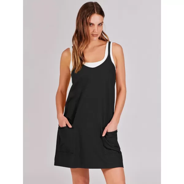imageANRABESS Women 2024 Summer Sleeveless Mini Dress Casual Short Sundress Workout Tennis Athletic Onesie with Built in ShortsBlack
