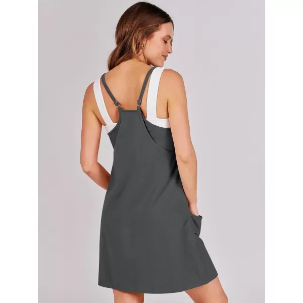 imageANRABESS Women 2024 Summer Sleeveless Mini Dress Casual Short Sundress Workout Tennis Athletic Onesie with Built in ShortsGray