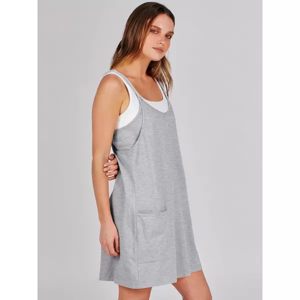 imageANRABESS Women 2024 Summer Sleeveless Mini Dress Casual Short Sundress Workout Tennis Athletic Onesie with Built in ShortsHeather Gray