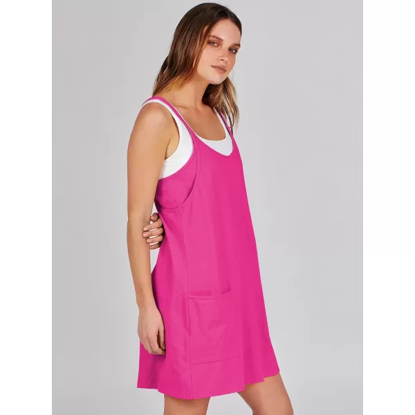 imageANRABESS Women 2024 Summer Sleeveless Mini Dress Casual Short Sundress Workout Tennis Athletic Onesie with Built in ShortsHot Pink