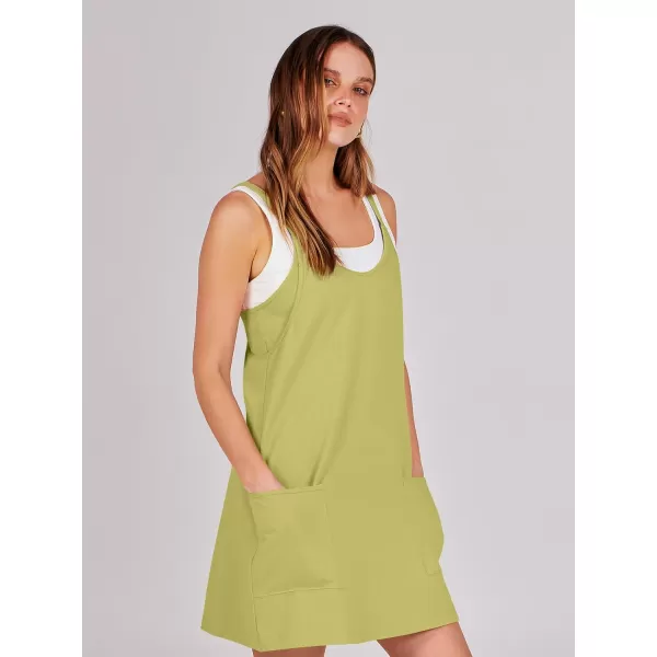 imageANRABESS Women 2024 Summer Sleeveless Mini Dress Casual Short Sundress Workout Tennis Athletic Onesie with Built in ShortsLight Green