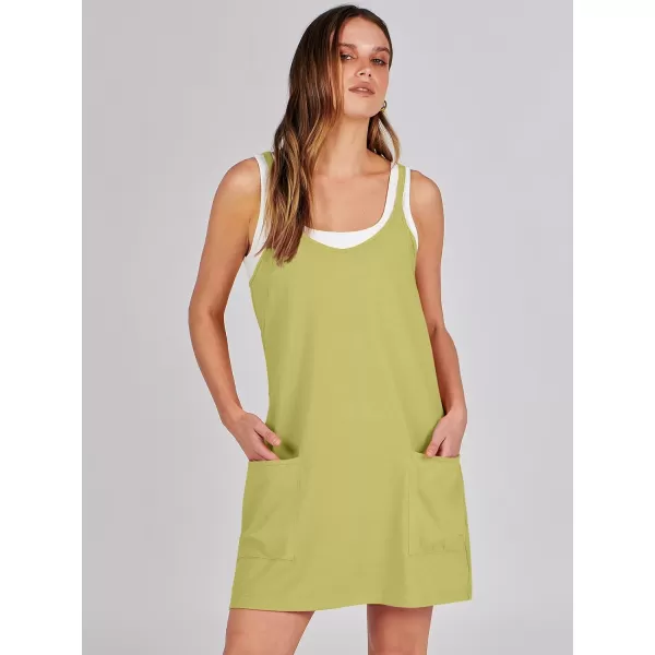 imageANRABESS Women 2024 Summer Sleeveless Mini Dress Casual Short Sundress Workout Tennis Athletic Onesie with Built in ShortsLight Green