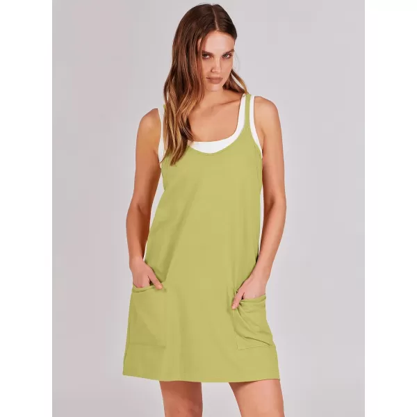 imageANRABESS Women 2024 Summer Sleeveless Mini Dress Casual Short Sundress Workout Tennis Athletic Onesie with Built in ShortsLight Green