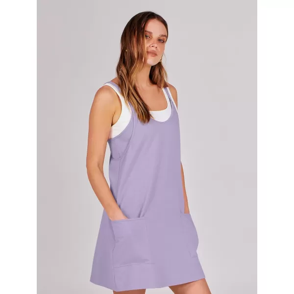 imageANRABESS Women 2024 Summer Sleeveless Mini Dress Casual Short Sundress Workout Tennis Athletic Onesie with Built in ShortsLight Purple