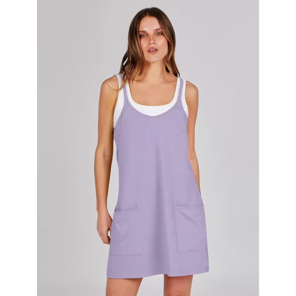 imageANRABESS Women 2024 Summer Sleeveless Mini Dress Casual Short Sundress Workout Tennis Athletic Onesie with Built in ShortsLight Purple