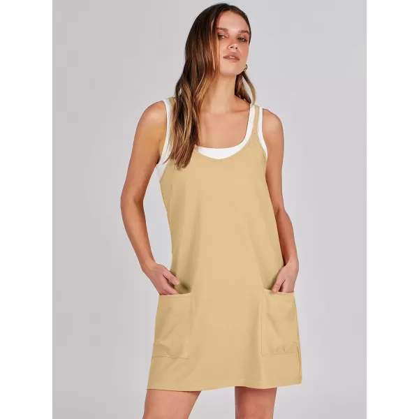 imageANRABESS Women 2024 Summer Sleeveless Mini Dress Casual Short Sundress Workout Tennis Athletic Onesie with Built in ShortsLight Yellow
