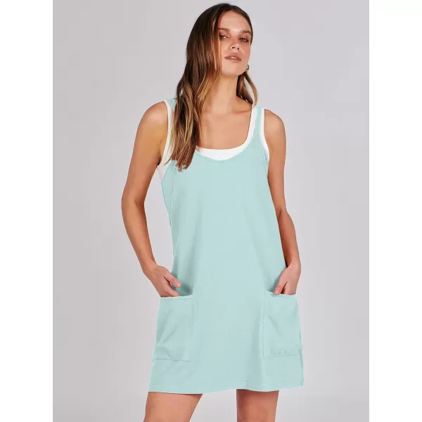 imageANRABESS Women 2024 Summer Sleeveless Mini Dress Casual Short Sundress Workout Tennis Athletic Onesie with Built in ShortsMint Green
