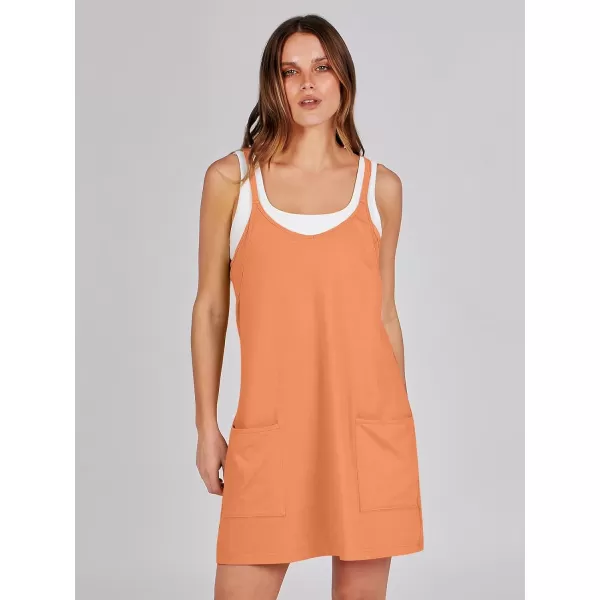 imageANRABESS Women 2024 Summer Sleeveless Mini Dress Casual Short Sundress Workout Tennis Athletic Onesie with Built in ShortsOrange