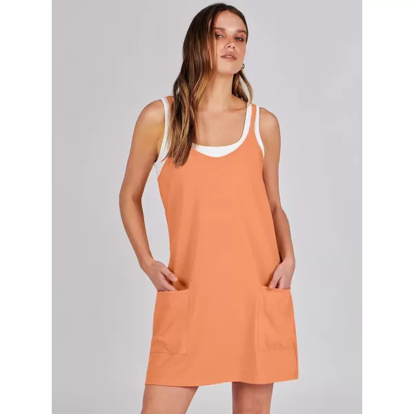 imageANRABESS Women 2024 Summer Sleeveless Mini Dress Casual Short Sundress Workout Tennis Athletic Onesie with Built in ShortsOrange