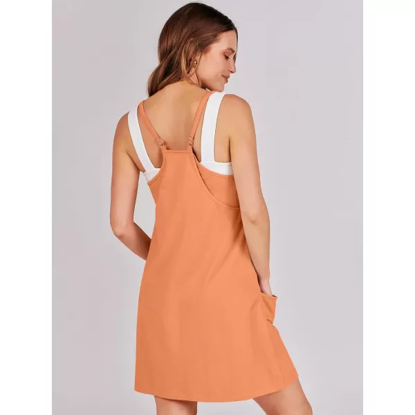 imageANRABESS Women 2024 Summer Sleeveless Mini Dress Casual Short Sundress Workout Tennis Athletic Onesie with Built in ShortsOrange