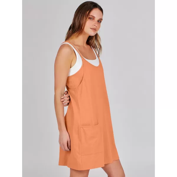imageANRABESS Women 2024 Summer Sleeveless Mini Dress Casual Short Sundress Workout Tennis Athletic Onesie with Built in ShortsOrange