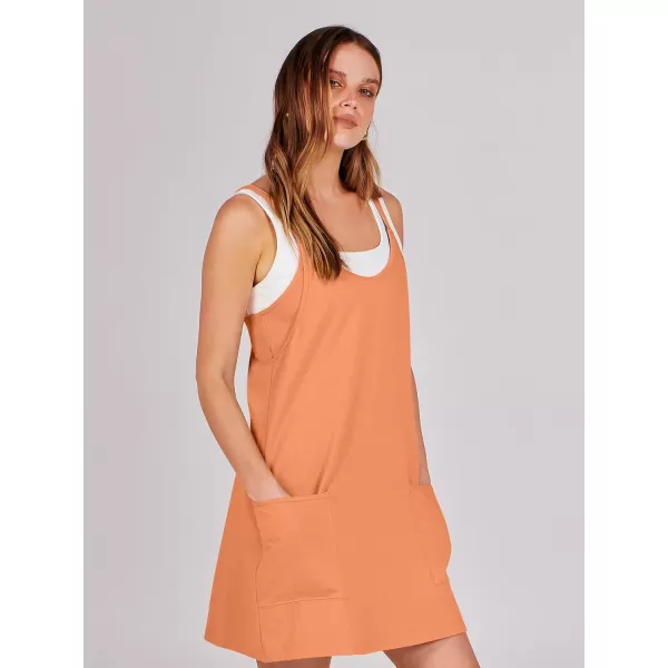 imageANRABESS Women 2024 Summer Sleeveless Mini Dress Casual Short Sundress Workout Tennis Athletic Onesie with Built in ShortsOrange