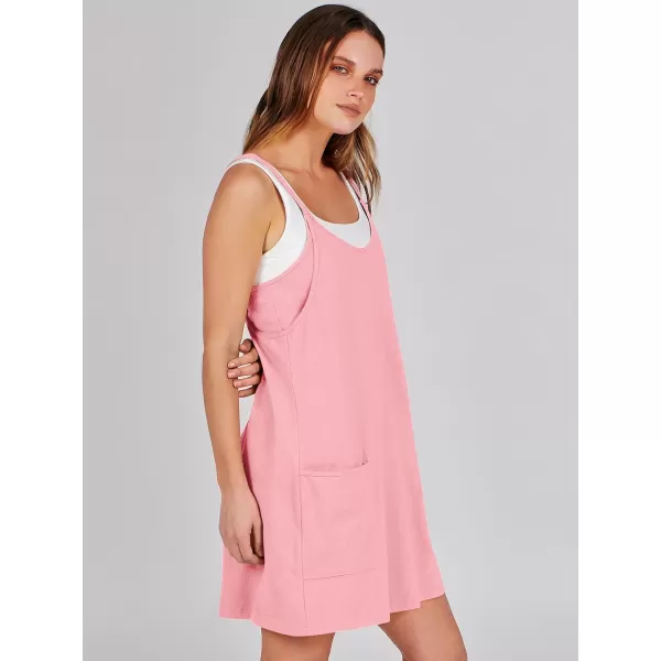 imageANRABESS Women 2024 Summer Sleeveless Mini Dress Casual Short Sundress Workout Tennis Athletic Onesie with Built in ShortsPink
