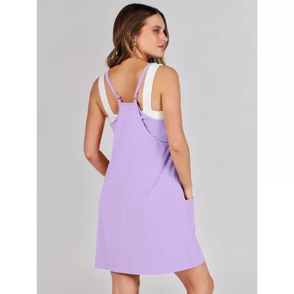imageANRABESS Women 2024 Summer Sleeveless Mini Dress Casual Short Sundress Workout Tennis Athletic Onesie with Built in ShortsPurple