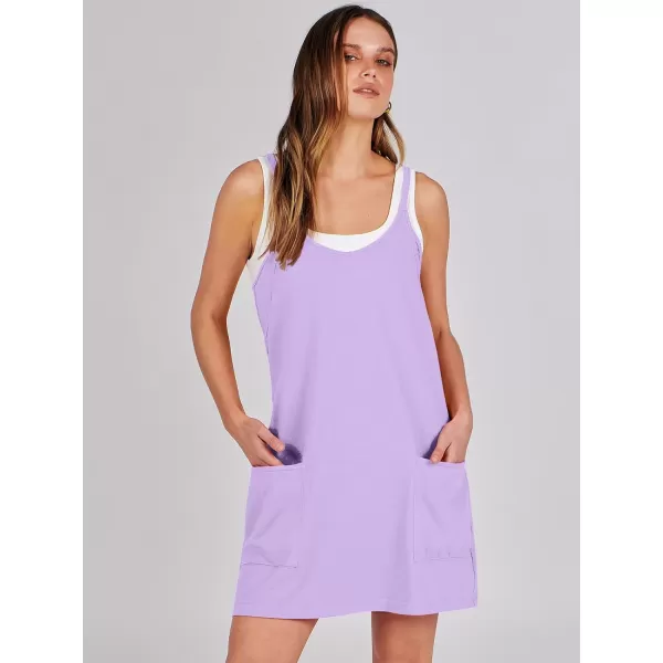 imageANRABESS Women 2024 Summer Sleeveless Mini Dress Casual Short Sundress Workout Tennis Athletic Onesie with Built in ShortsPurple