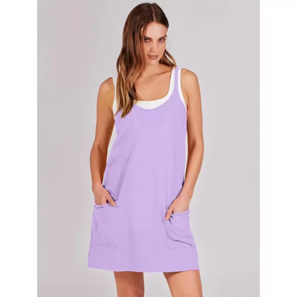 imageANRABESS Women 2024 Summer Sleeveless Mini Dress Casual Short Sundress Workout Tennis Athletic Onesie with Built in ShortsPurple
