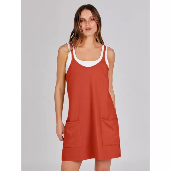 imageANRABESS Women 2024 Summer Sleeveless Mini Dress Casual Short Sundress Workout Tennis Athletic Onesie with Built in ShortsRed