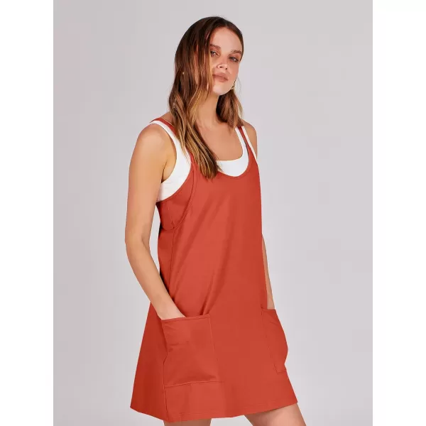imageANRABESS Women 2024 Summer Sleeveless Mini Dress Casual Short Sundress Workout Tennis Athletic Onesie with Built in ShortsRed