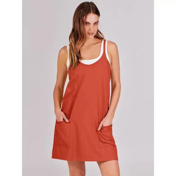 imageANRABESS Women 2024 Summer Sleeveless Mini Dress Casual Short Sundress Workout Tennis Athletic Onesie with Built in ShortsRed
