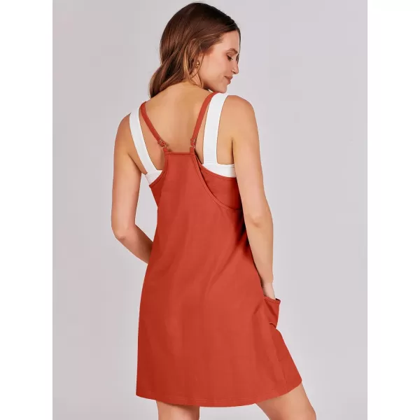 imageANRABESS Women 2024 Summer Sleeveless Mini Dress Casual Short Sundress Workout Tennis Athletic Onesie with Built in ShortsRed