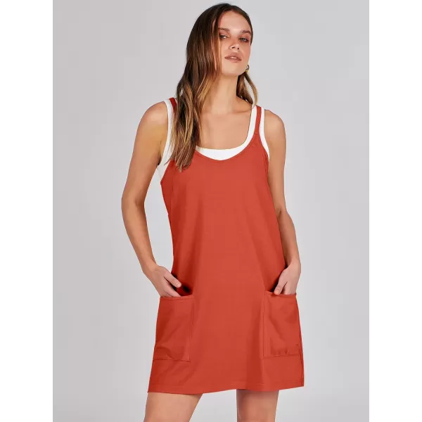 imageANRABESS Women 2024 Summer Sleeveless Mini Dress Casual Short Sundress Workout Tennis Athletic Onesie with Built in ShortsRed