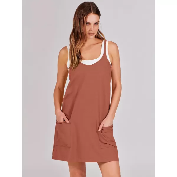 imageANRABESS Women 2024 Summer Sleeveless Mini Dress Casual Short Sundress Workout Tennis Athletic Onesie with Built in ShortsRust