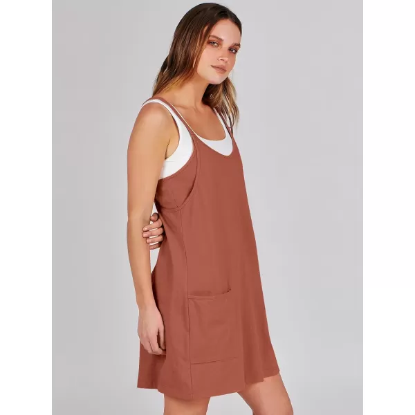 imageANRABESS Women 2024 Summer Sleeveless Mini Dress Casual Short Sundress Workout Tennis Athletic Onesie with Built in ShortsRust