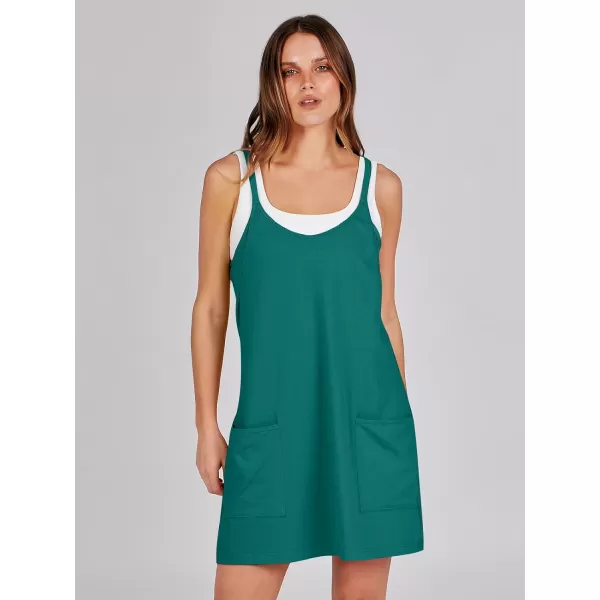 imageANRABESS Women 2024 Summer Sleeveless Mini Dress Casual Short Sundress Workout Tennis Athletic Onesie with Built in ShortsTeal