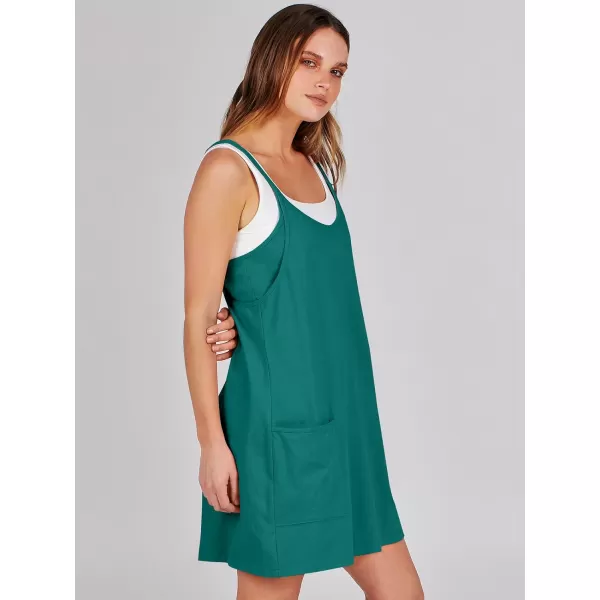 imageANRABESS Women 2024 Summer Sleeveless Mini Dress Casual Short Sundress Workout Tennis Athletic Onesie with Built in ShortsTeal