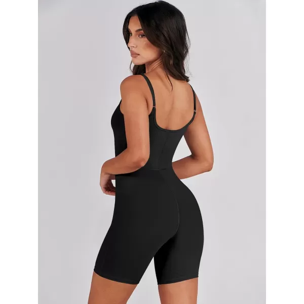 imageANRABESS Women Bodysuit Sexy Unitard Shorts Jumpsuits Rompers One Piece Summer Outfits Gym Yoga Workout ClothesBlack