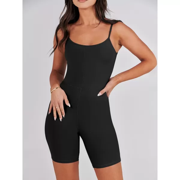 imageANRABESS Women Bodysuit Sexy Unitard Shorts Jumpsuits Rompers One Piece Summer Outfits Gym Yoga Workout ClothesBlack