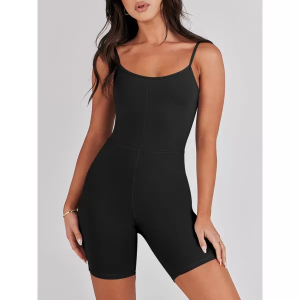 imageANRABESS Women Bodysuit Sexy Unitard Shorts Jumpsuits Rompers One Piece Summer Outfits Gym Yoga Workout ClothesBlack