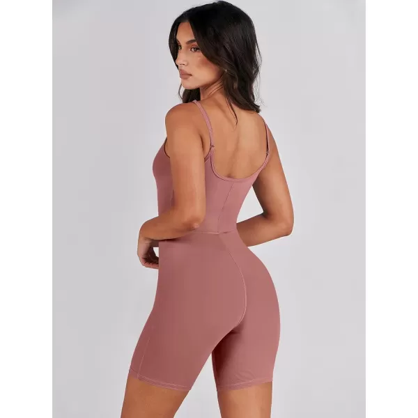 imageANRABESS Women Bodysuit Sexy Unitard Shorts Jumpsuits Rompers One Piece Summer Outfits Gym Yoga Workout ClothesBrick Red